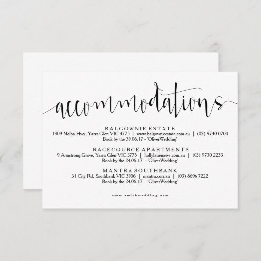 Carte d'information sur les logements rustiques (Devant / Derrière)