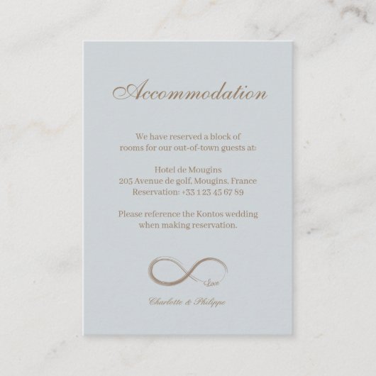 Carte d'information sur l'hôtel de mariage bleu si (Devant)