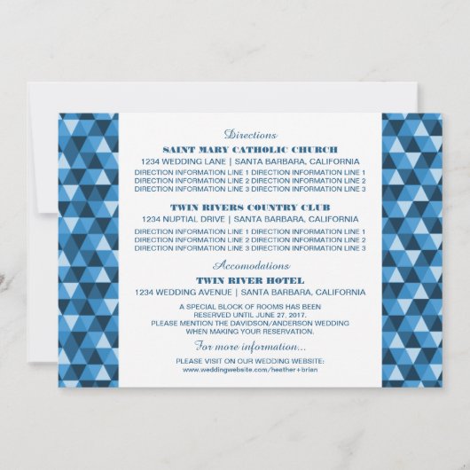 Carte d'information Triangles Géométriques Bleus (Devant)