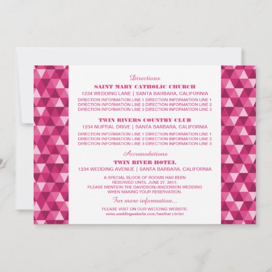 Carte d'information Triangles Géométriques Rose (Devant)