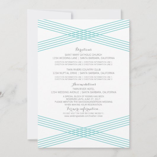 Carte d'information Turquoise Moderne Deco (Devant)