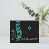 Carte d'information verte Bar Mitzvah Neon (Debout devant)