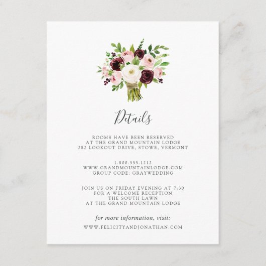 Carte d'informations client Blush Romance (Devant)