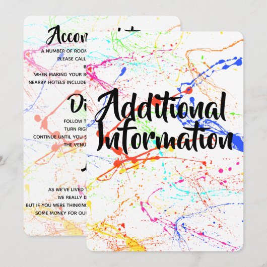 Carte d'informations complémentaires éclaboussée (Devant / Derrière)