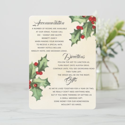 Carte d'informations complémentaires Vintage Holly (Debout devant)