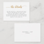 Carte d'informations mariage en or blanc simple (Devant / Derrière)
