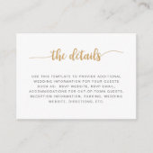Carte d'informations mariage en or blanc simple (Devant)