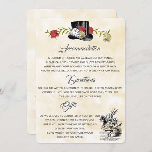 Carte d'informations supplémentaires Alice au pays (Devant / Derrière)