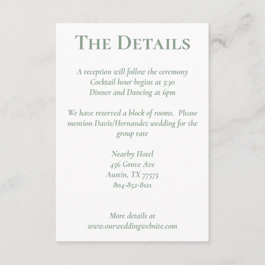 Carte d'informations sur la floraison de la broche (Devant)