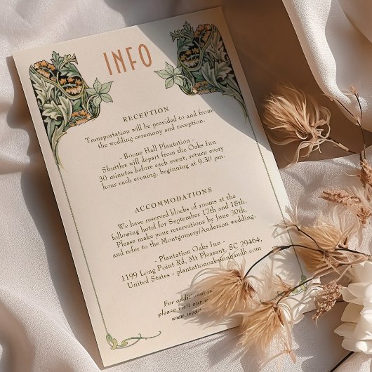 Carte d'informations sur le Mariage Art nouveau vi