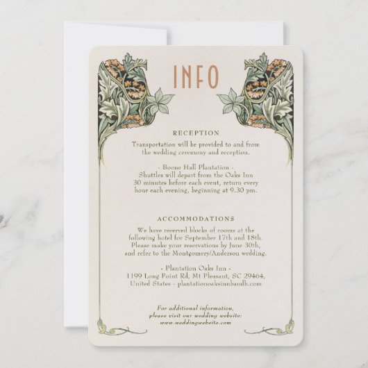 Carte d'informations sur le Mariage Art nouveau vi (Devant)