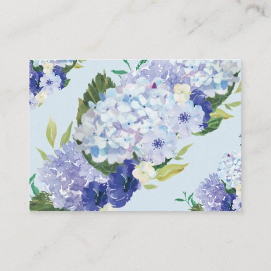 Carte d'informations sur le Mariage Blue Hydrangea (Dos)