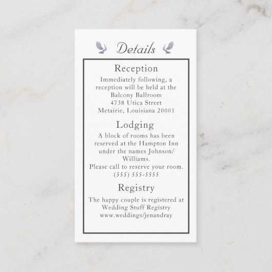 Carte d'informations sur le Mariage catholique vin (Devant)