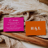 Carte d'informations sur le Mariage en gras rose c