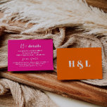 Carte d'informations sur le Mariage en gras rose c<br><div class="desc">Il s'agit d'une carte de détails mariage audacieuse et moderne, avec une belle police de calligraphie et un arrière - plan rose chaud. Toutes les couleurs sont modifiables. // Pour les designs correspondants, recherchez "FALLON" dans le magasin Sincerely By Nicole Zazzle. * Si vous aimez ce design mais ne le...</div>