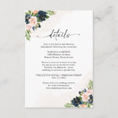 Carte d'informations sur le Mariage floral bleu et (Devant)