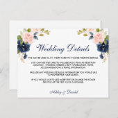 Carte d'informations sur le Mariage rose bleu flou (Devant / Derrière)