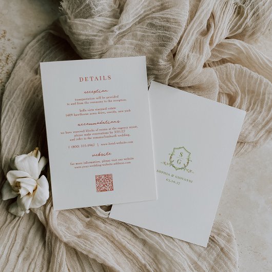 Carte d'informations sur le Mariage Verona Sunset 