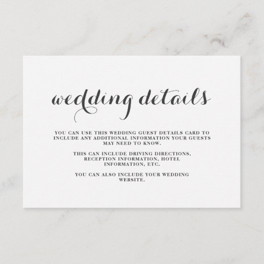 Carte d'informations sur les clients Mariage gris (Devant)