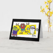 Carte Dingue Halloween Vanpire Ghost Werewolf (Fleur jaune)