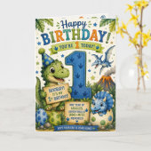 Carte Dino-Mite 1er Anniversaire (Fleur jaune)