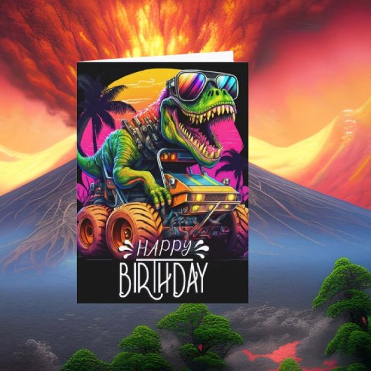 Carte Dino Monster Truck Joyeux Anniversaire