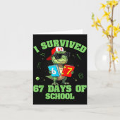 Carte Dino T-rex I Survived 67 Days Of School Meme For B (Fleur jaune)