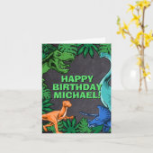 Carte Dino Trex Jurassic Boy Dinosaur Anniversaire (Fleur jaune)