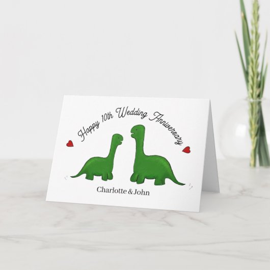 Carte Dinosaur 10e anniversaire de mariage mari et femme (Devant)