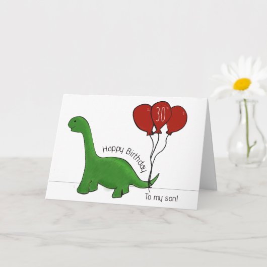 Carte Dinosaur 30e (ou n'importe quel) fils d'anniversai (Petite plante)