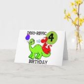 Carte Dinosaur 4e anniversaire Tshirts et cadeaux (Fleur jaune)