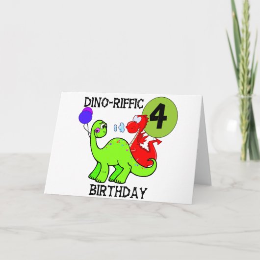 Carte Dinosaur 4e anniversaire Tshirts et cadeaux (Devant)