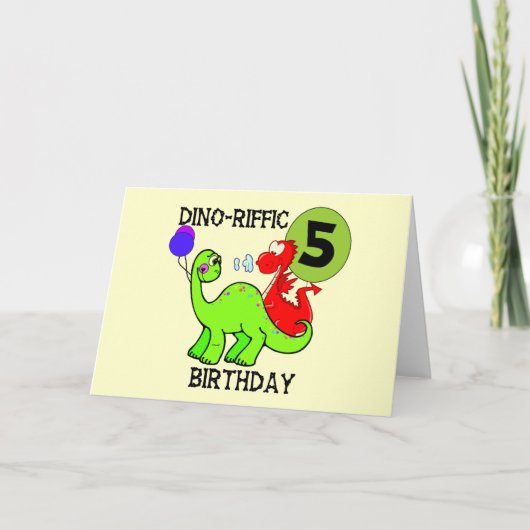 Carte Dinosaur 5e anniversaire T-shirts et cadeaux (Devant)