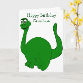 Carte Dinosaur anniversaire personnalisé de petit-fils (Fleur jaune)