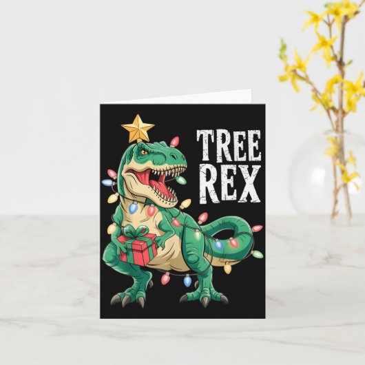Carte Dinosaur Christmas Tree Rex Pajamas Men Boys Xmas (Fleur jaune)