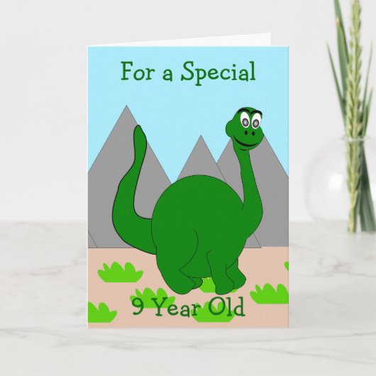 Carte Dinosaur Design Personnalisé 9 Anniversaire (Devant)