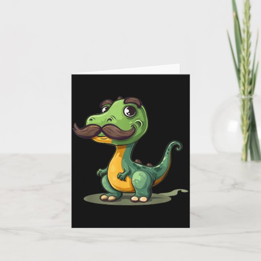 Carte Dinosaur Drôle Avec Barbe Et Moustache Pour Adulte (Devant)