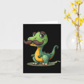 Carte Dinosaur Drôle Avec Barbe Et Moustache Pour Adulte (Fleur jaune)