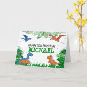 Carte Dinosaur Enfants Dino Jurassic Trex Boy Anniversai (Fleur jaune)