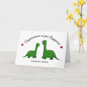 Carte Dinosaur fiançailles félicitations (Fleur jaune)