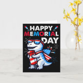 Carte Dinosaur Juillet 4 Feu d'artifice Drapeau américai (Fleur jaune)