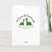 Carte Dinosaur Mari de la Saint Valentin (Dos)