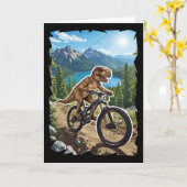Carte Dinosaur Mountain Biking Through Forest Trail  (Fleur jaune)