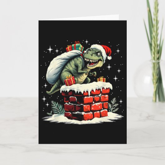 Carte Dinosaur Noël Santa Xmas (Devant)