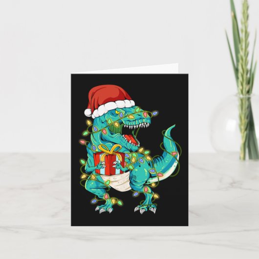 Carte Dinosaur Père Noël pour garçons Filles Arbre de No (Devant)