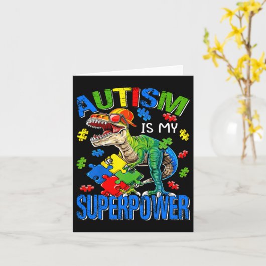 Carte Dinosaur Rex Autisme Est Mon Adjudant Autisme Supe (Fleur jaune)