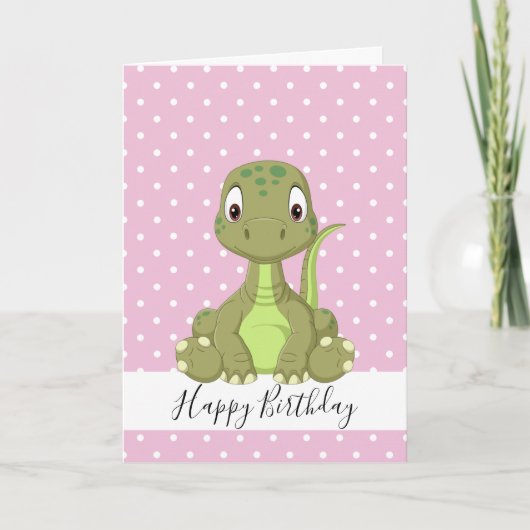 Carte Dinosaur T Rex 1er Anniversaire Rose (Devant)