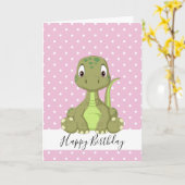 Carte Dinosaur T Rex 1er Anniversaire Rose (Fleur jaune)