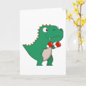 Carte Dinosaure à la boxe avec gants de boxe (Fleur jaune)