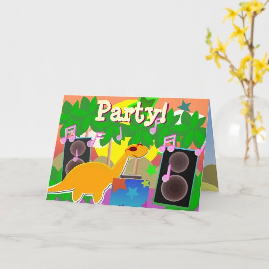 Carte Dinosaure Anniversaire Joyeuse (Fleur jaune)